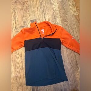 Kids Karbon Ski Midlayer- Orange and Black Half-Zip Pullover